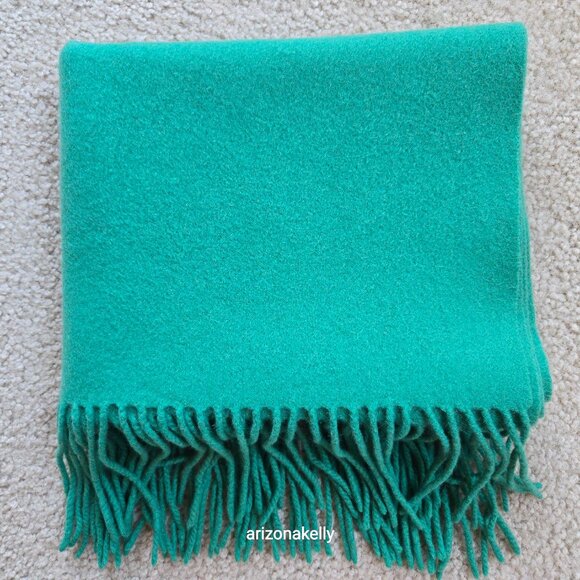 Cashmere Fringe Scarf Kelly Green Thick Soft - Picture 2 of 16